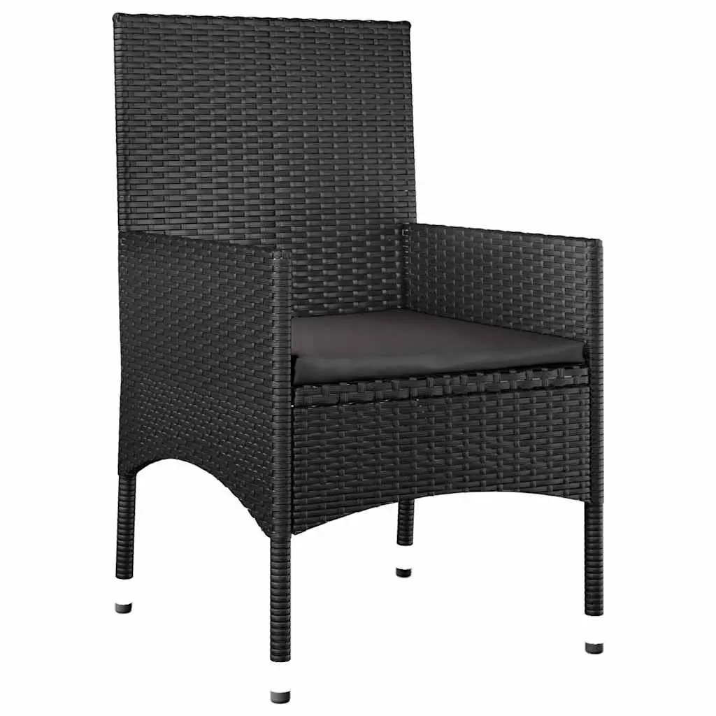 4 Piece Outdoor Garden Lounge Set for Patio Black Poly Rattan