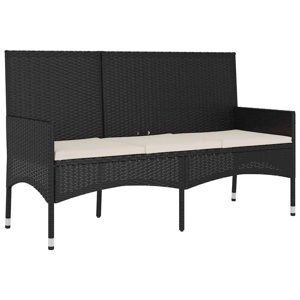 Garden Lounge Set Outdoor Furniture Black Poly Rattan with Cushions 4 Piece