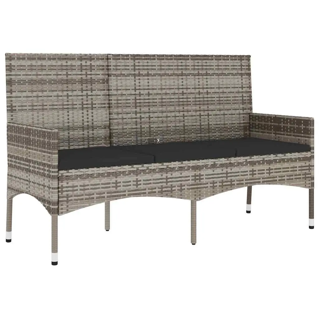 4 Piece Garden Lounge Set Grey Poly Rattan Outdoor Furniture with Cushions