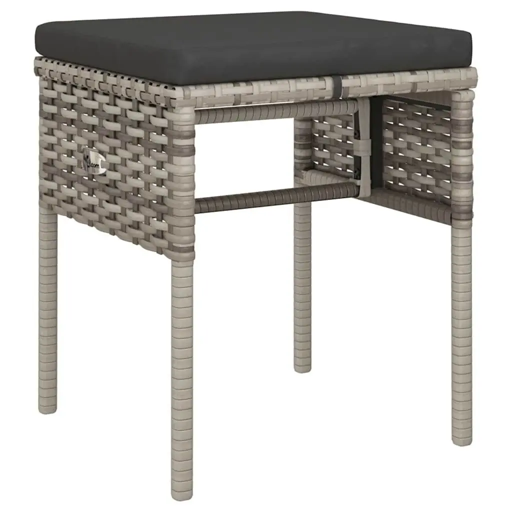 6-Piece Grey Poly Rattan Lounge Set with Cushions