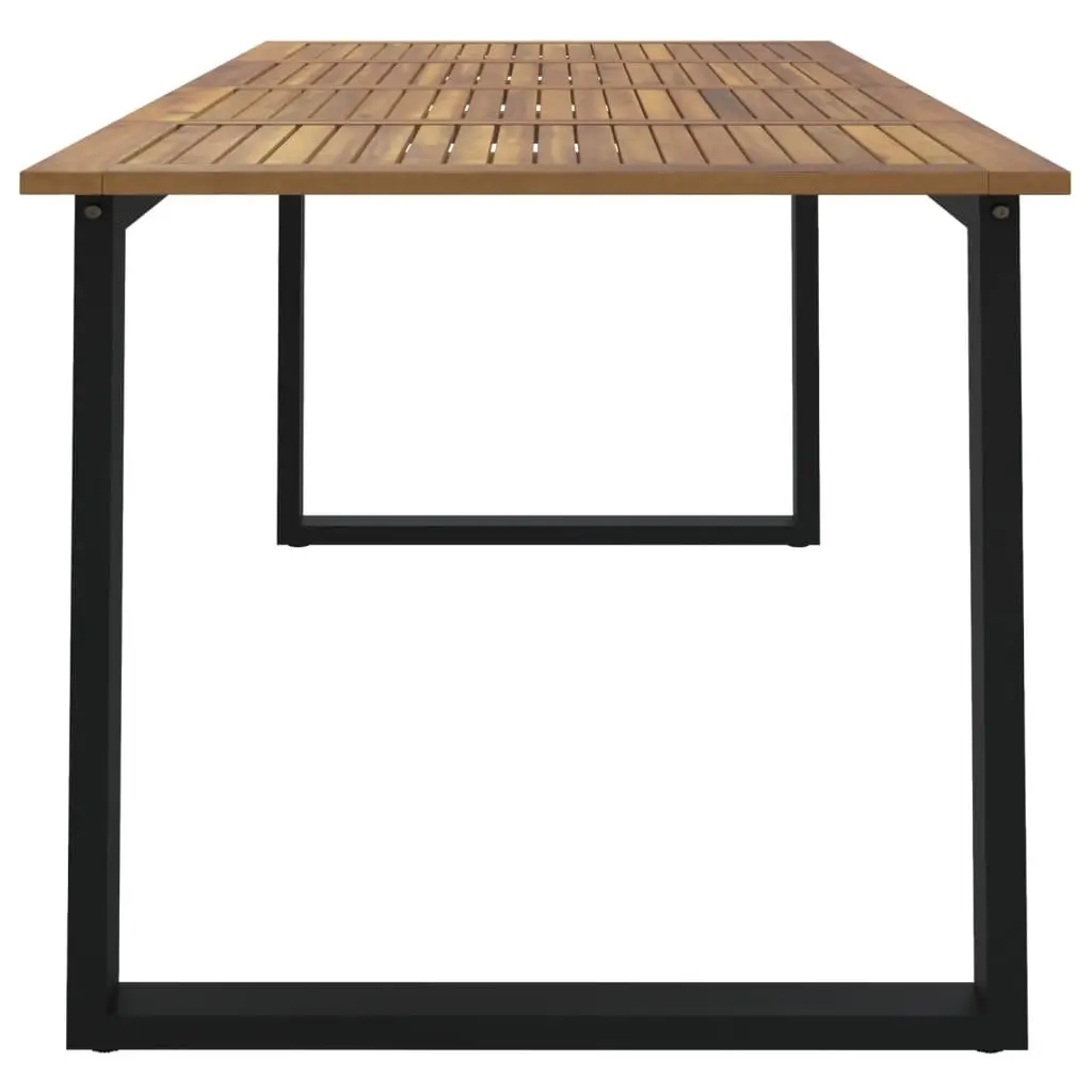 Garden Dining Table Outdoor Patio 180 x 90 x 75 cm Solid Acacia Wood U-shaped Legs