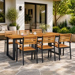 Garden Outdoor Dining Table U-shaped Legs Brown Solid Wood Acacia 200x90x75cm