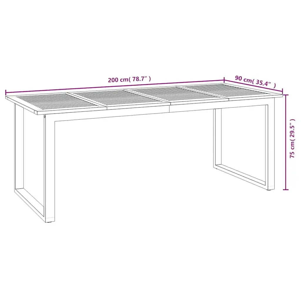 Brown Solid Wood Outdoor Dining Table