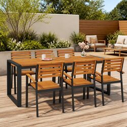 Acacia Wood Garden Dining Table: 200 x 90 x 75 cm