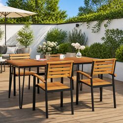 Solid Acacia Wood Outdoor Table - 180x90x75cm