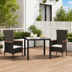 Outdoor Garden Chairs Set of 2 - Black Poly Rattan