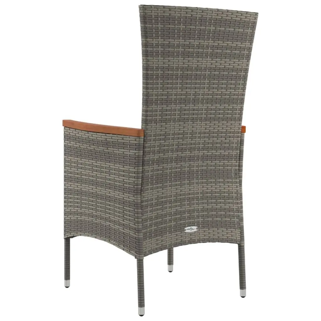 Outdoor Garden Chairs Set 2 Pieces Grey Poly Rattan Patio Seating with Cushions