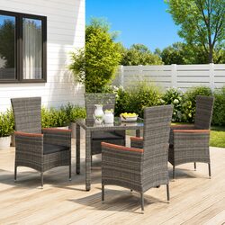 Specifications of 4-Piece Grey Poly Rattan Chair Set