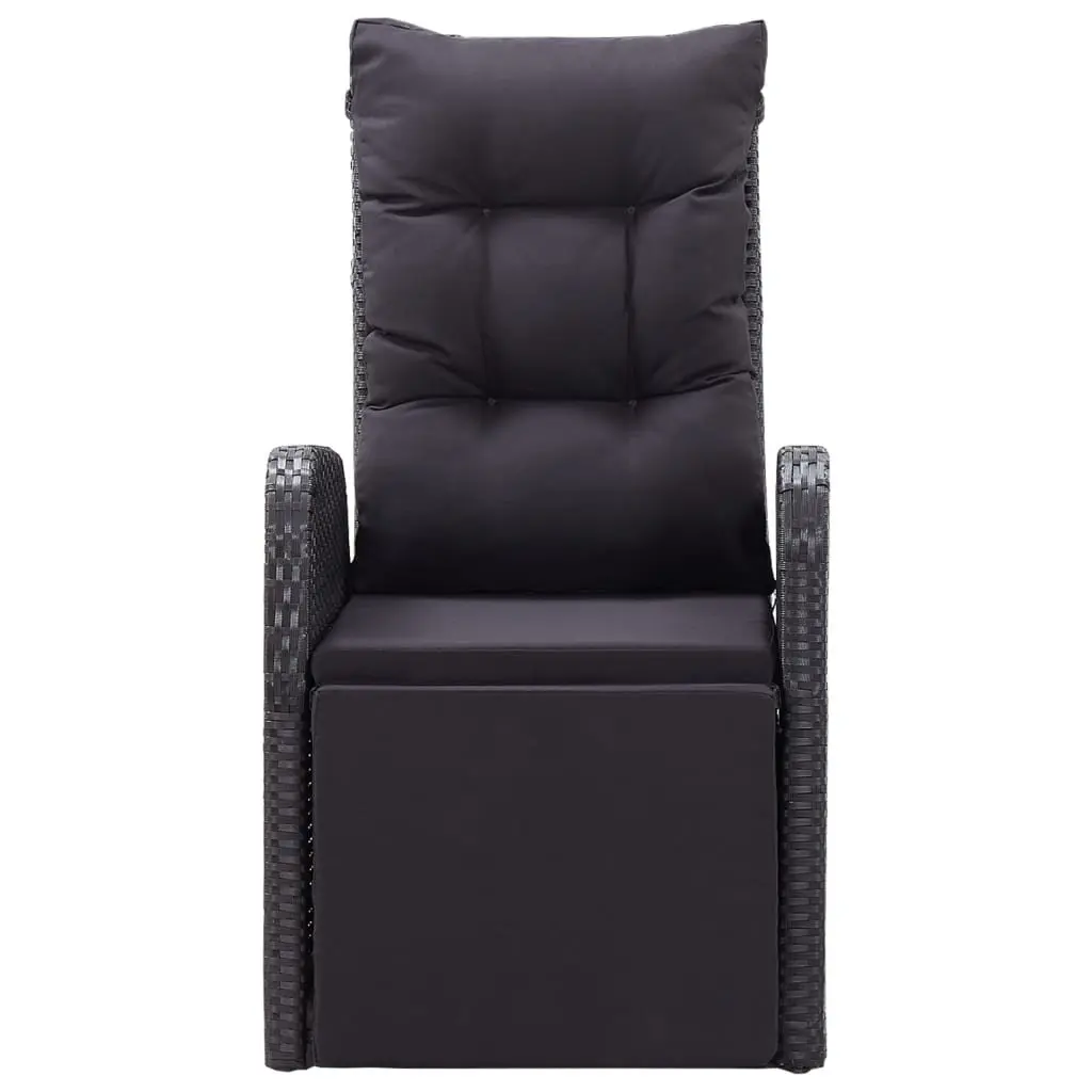 Reclining Garden Chairs 2 pcs Black Outdoor Seating Poly Rattan with Cushions
