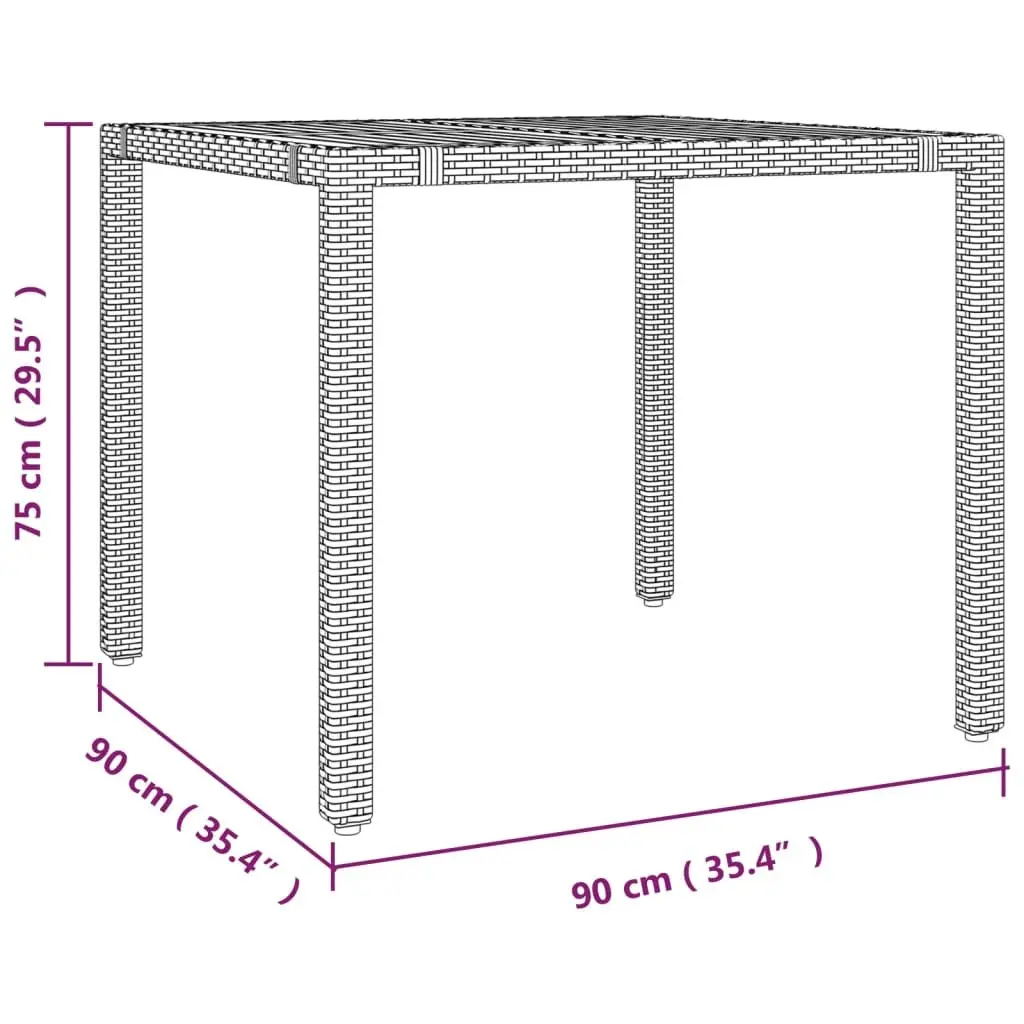 Garden Table Outdoor Patio Furniture Grey Poly Rattan Steel Frame 150cm