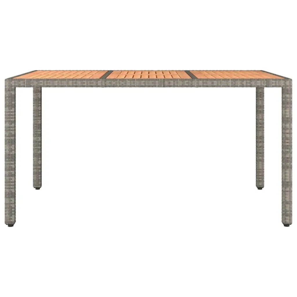 Garden Table Outdoor Patio Furniture Grey Poly Rattan Steel Frame