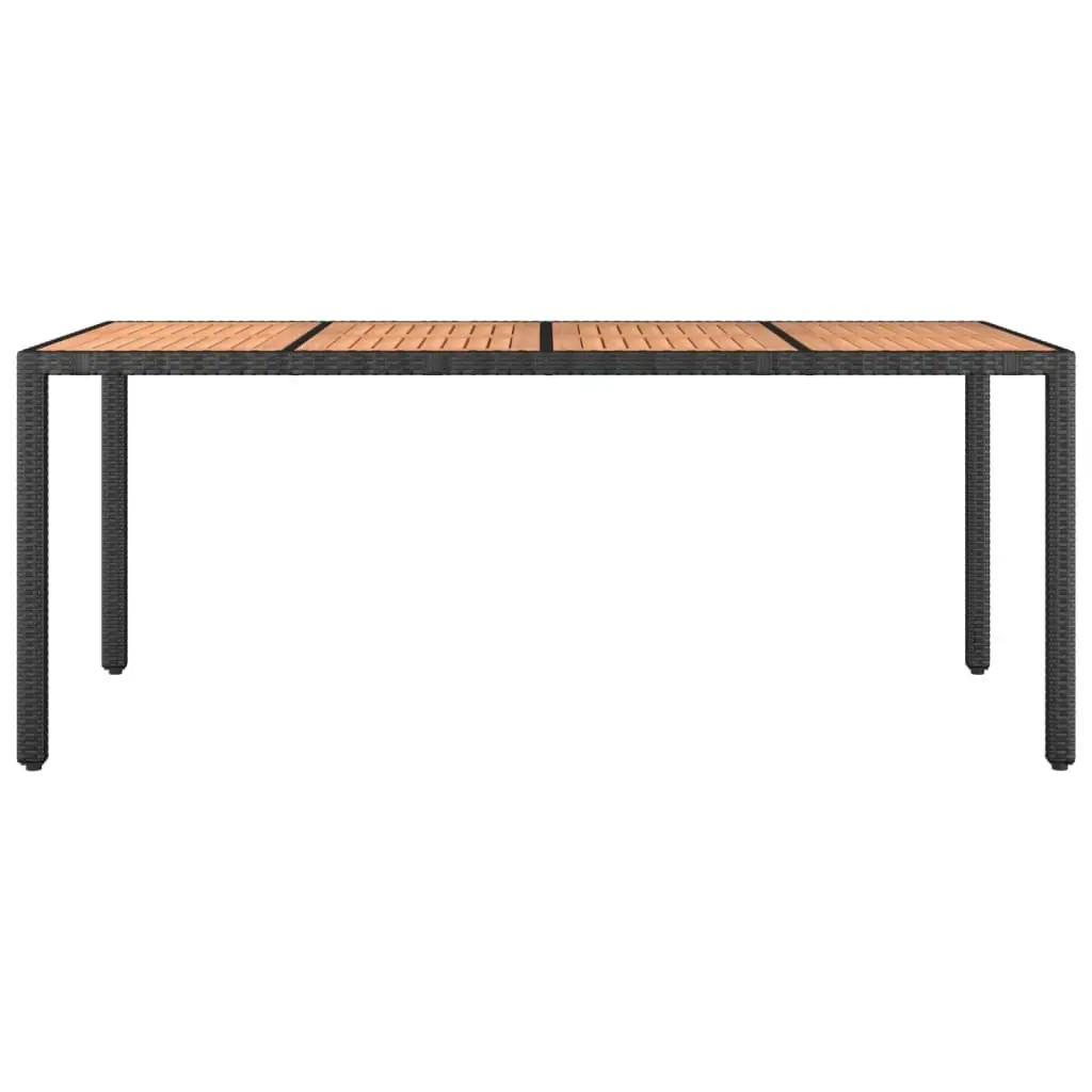 Outdoor Garden Table Patio Acacia Wooden Top Black Frame