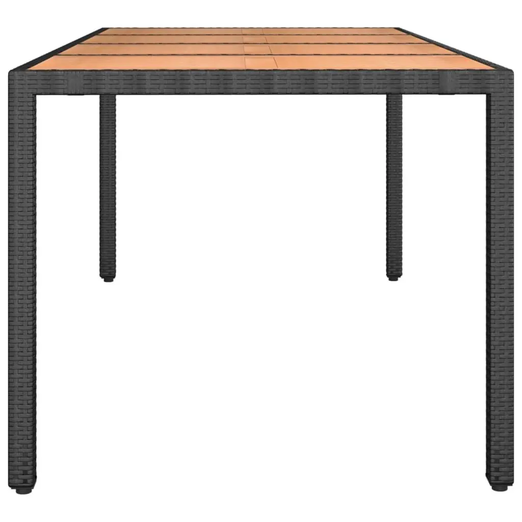Outdoor Garden Table Patio Acacia Wooden Top Black Frame
