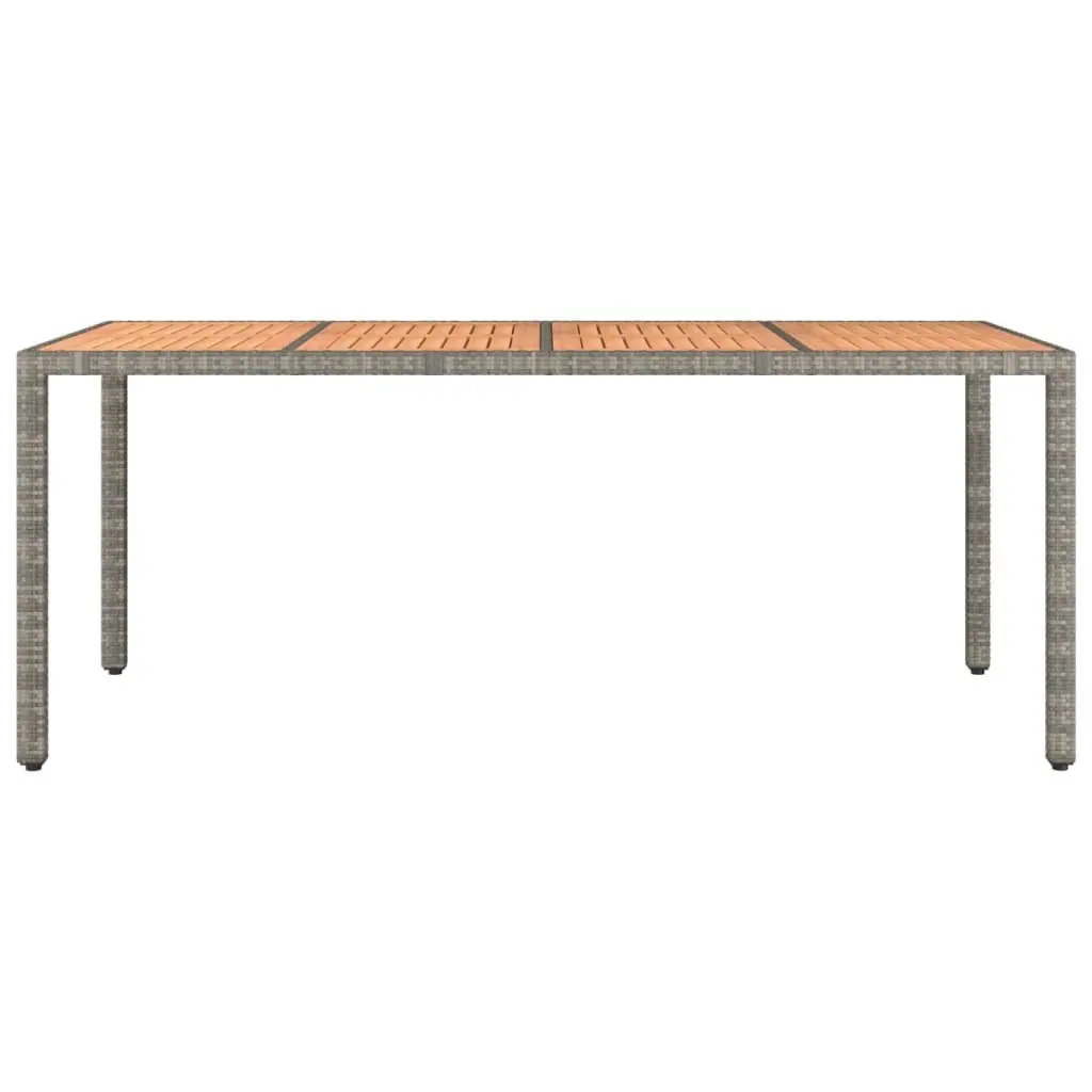 Garden Table Wooden Top Grey Poly Rattan Acacia Outdoor Patio Furniture
