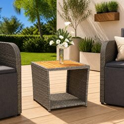 Grey Poly Rattan Tea Table Specifications and Details