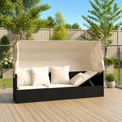 Specifications of the Black Poly Rattan Lounge Bed with Roof