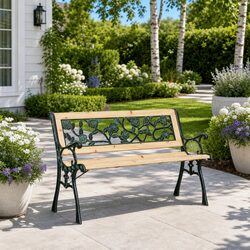 Garden Bench Dimensions: 116 x 54 x 73 cm, Durable Wood Base