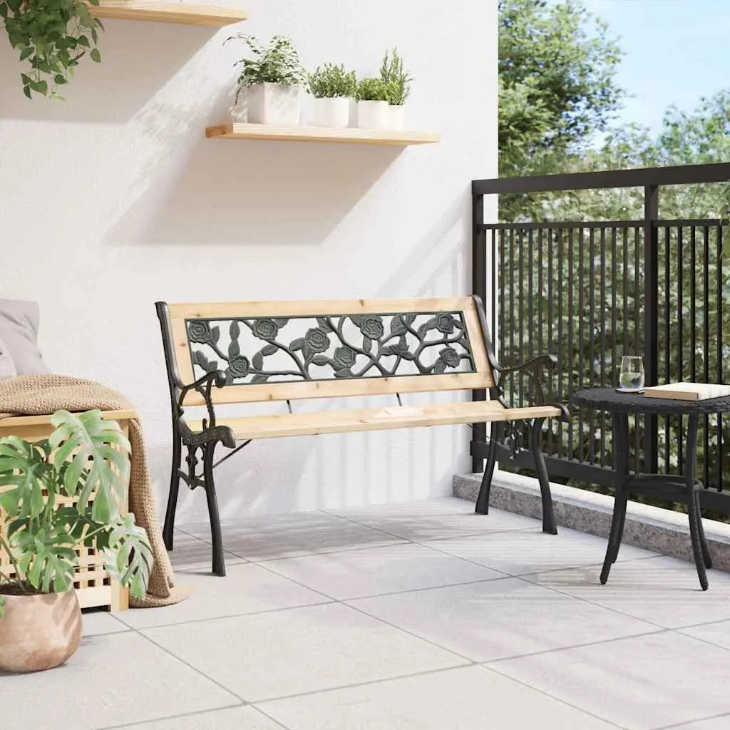 Garden Bench Outdoor Seating Brown Wooden with Cushion 116 x 54 x 73 cm