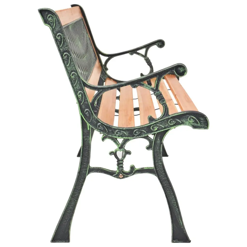 Garden Bench 116 cm Outdoor Seating with Cast Iron Feet and Solid Wood