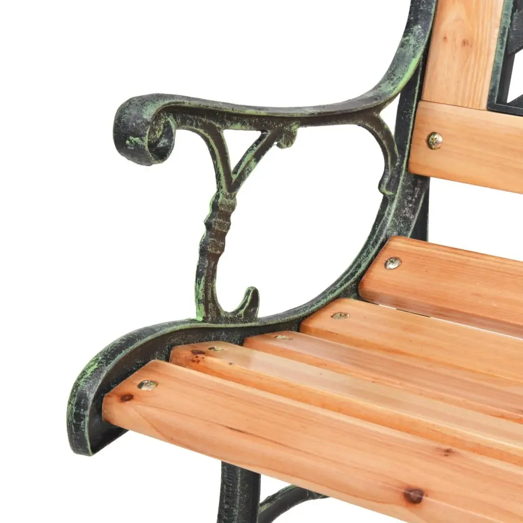 Garden Bench 116 cm Outdoor Seating with Cast Iron Feet and Solid Wood