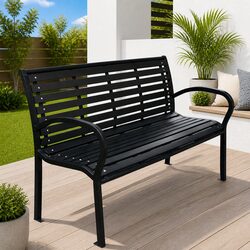 Specifications of the Black Steel Garden Bench