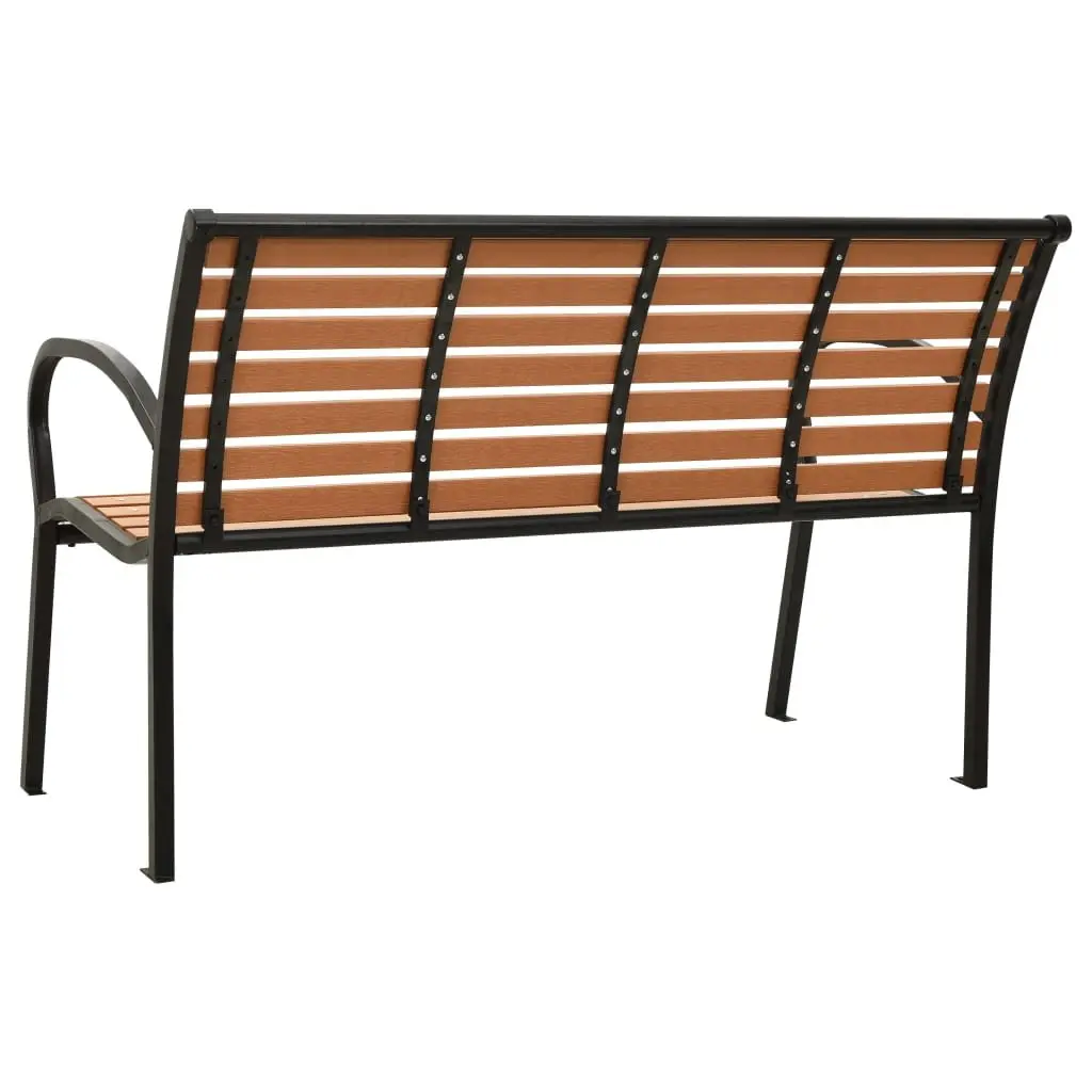 Garden Bench for Outdoor Use 116cm Brown WPC Slats Steel Frame with Backrest