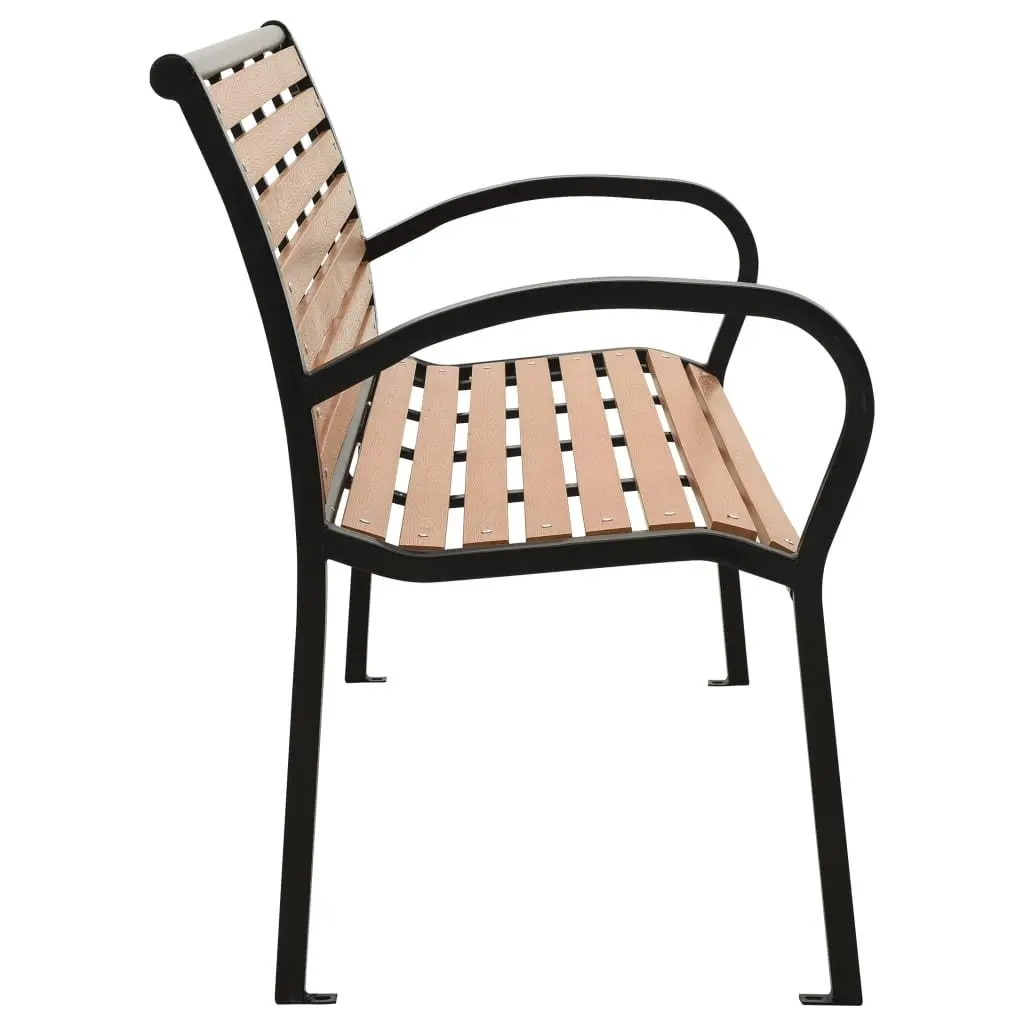 Garden Bench for Outdoor Use 116cm Brown WPC Slats Steel Frame with Backrest