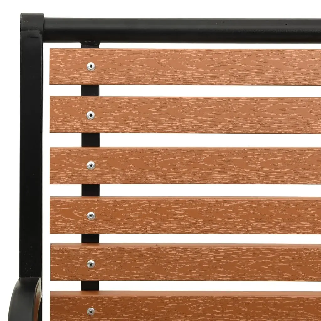 Garden Bench for Outdoor Use 116cm Brown WPC Slats Steel Frame with Backrest
