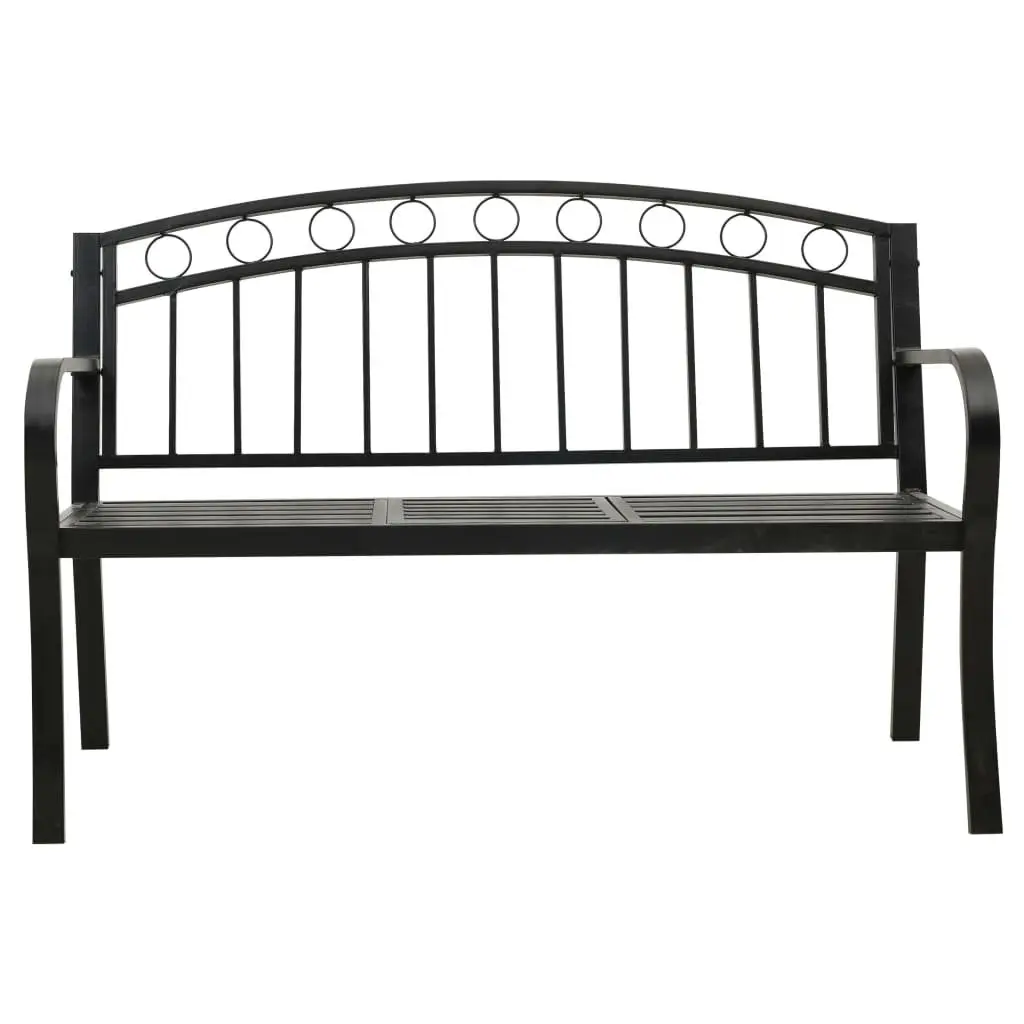 Garden Bench with Table Outdoor 120cm Black Steel Frame Patio Furniture