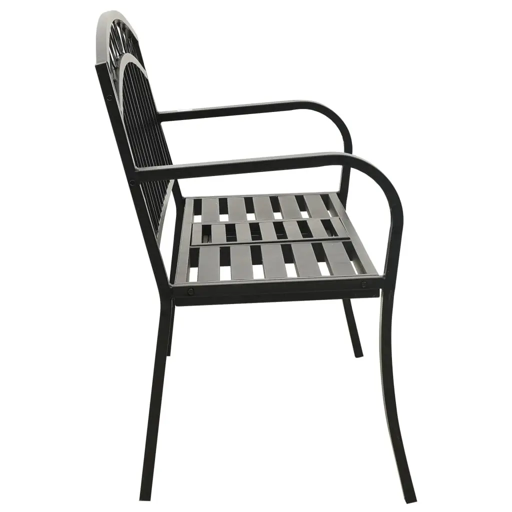 Garden Bench with Table Outdoor 120cm Black Steel Frame Patio Furniture