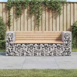 Garden Bench Specifications: Pine Wood and Gabion Basket