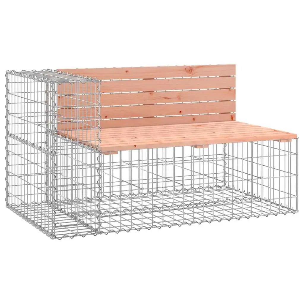 Garden Bench Outdoor Seating Solid Wood Seat with Gabion Basket Steel Base Brown