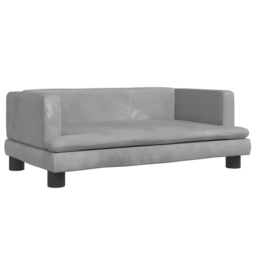 Kids Sofa Light Grey Velvet Soft Padded Children's Couch Playroom 80 x 45 x 30 cm