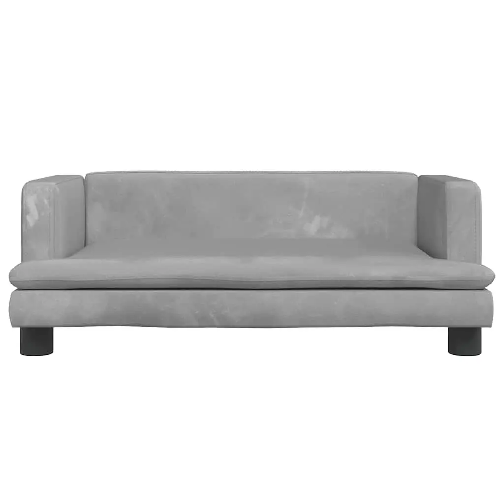 Kids Sofa Light Grey Velvet Soft Padded Children's Couch Playroom 80 x 45 x 30 cm
