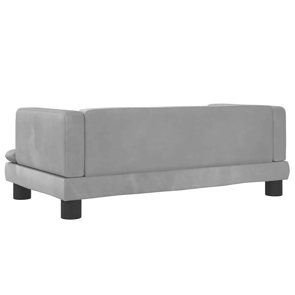 Kids Sofa Light Grey Velvet Soft Padded Children's Couch Playroom 80 x 45 x 30 cm