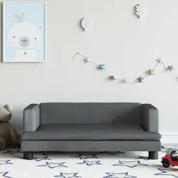 Kids Sofa Dimensions: 80x45x30cm in Grey Velvet