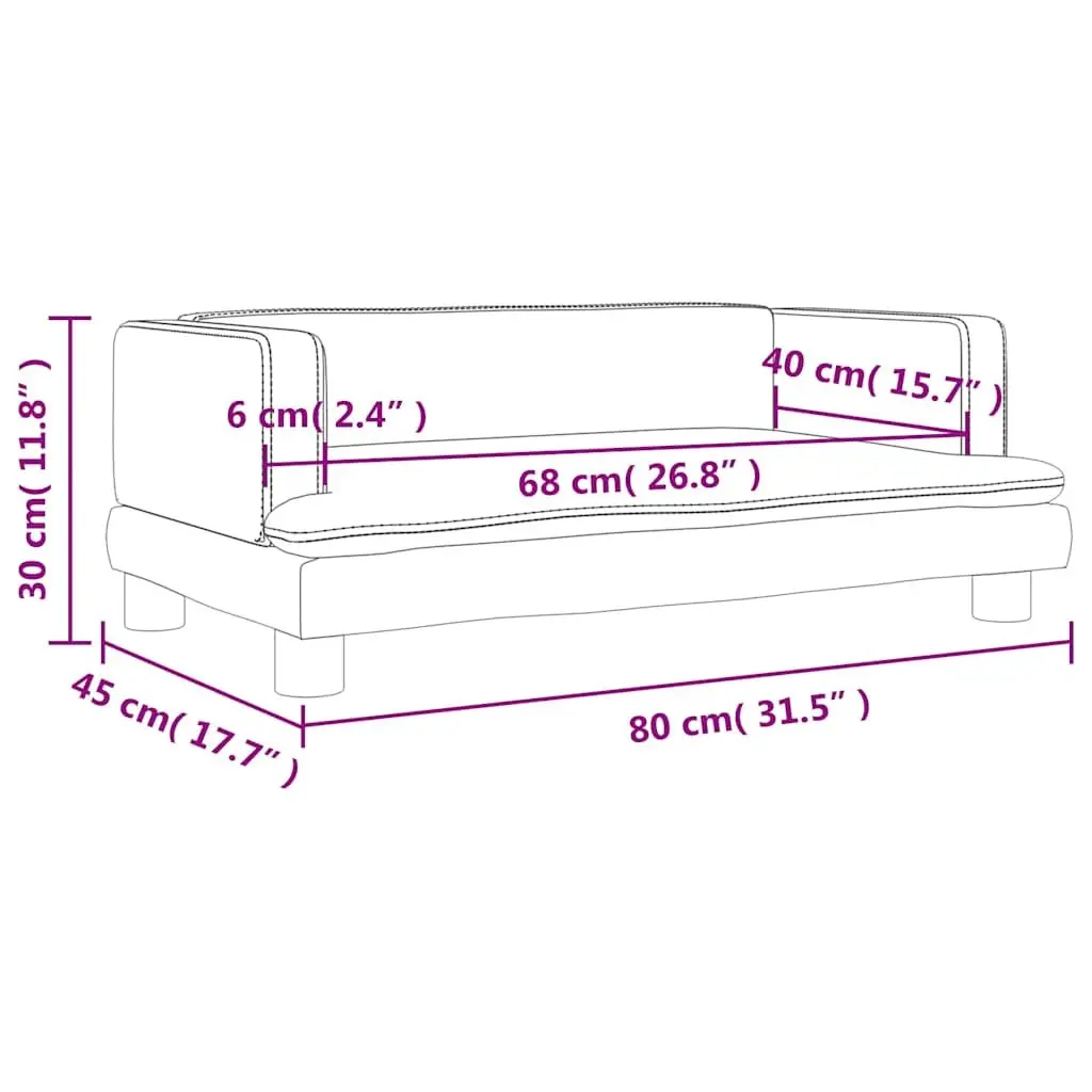 Kids Sofa for Children's Room Grey Velvet 80x45x30cm