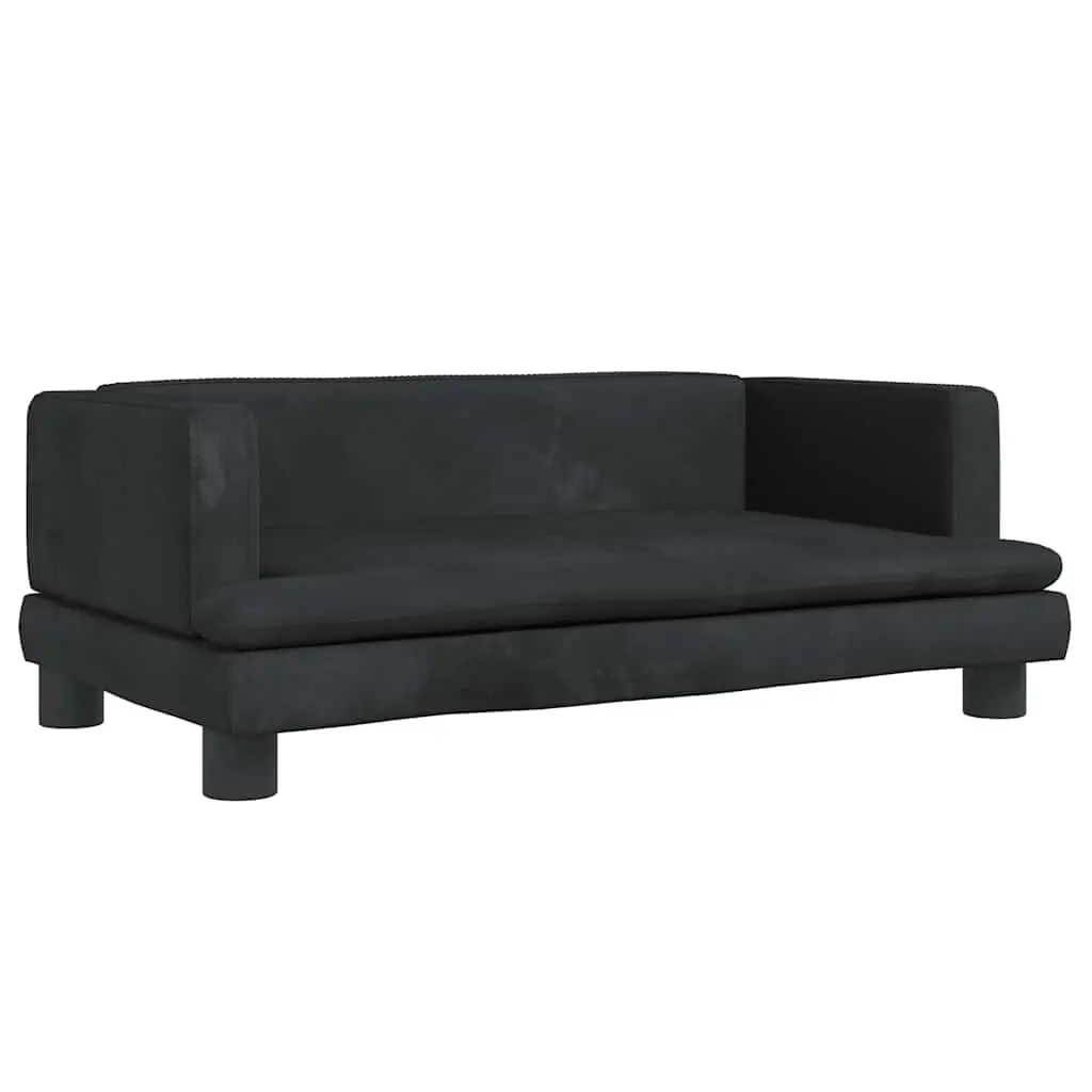Kids Sofa for Room Black Velvet Small Couch
