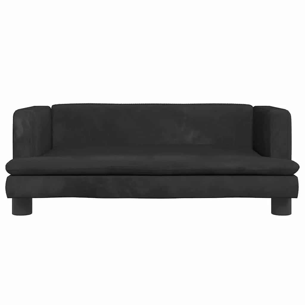 Kids Sofa for Room Black Velvet Small Couch