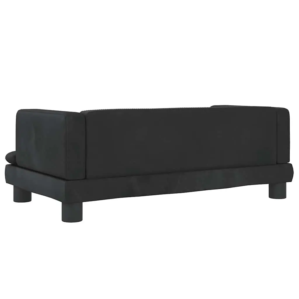 Kids Sofa for Room Black Velvet Small Couch