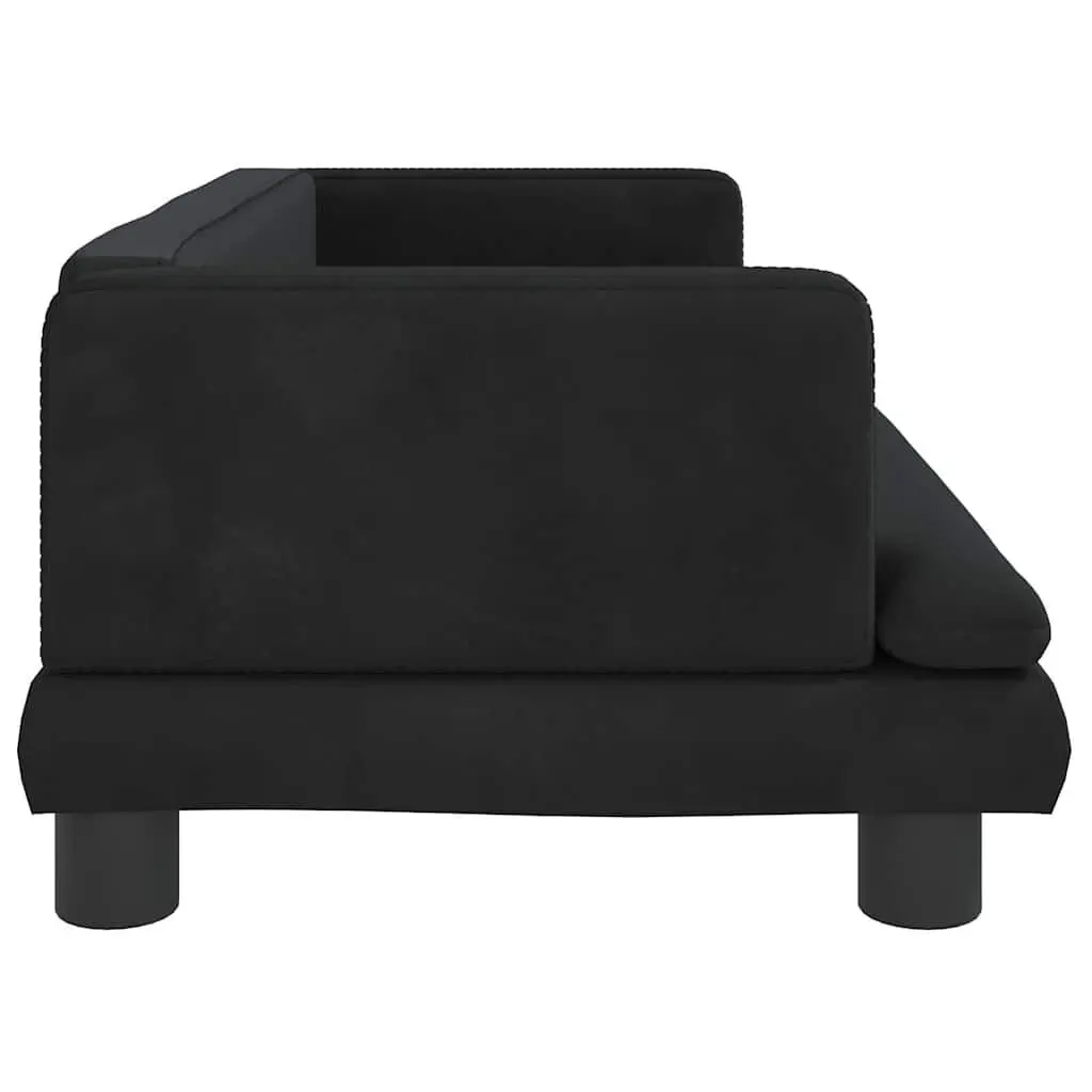 Kids Sofa for Room Black Velvet Small Couch