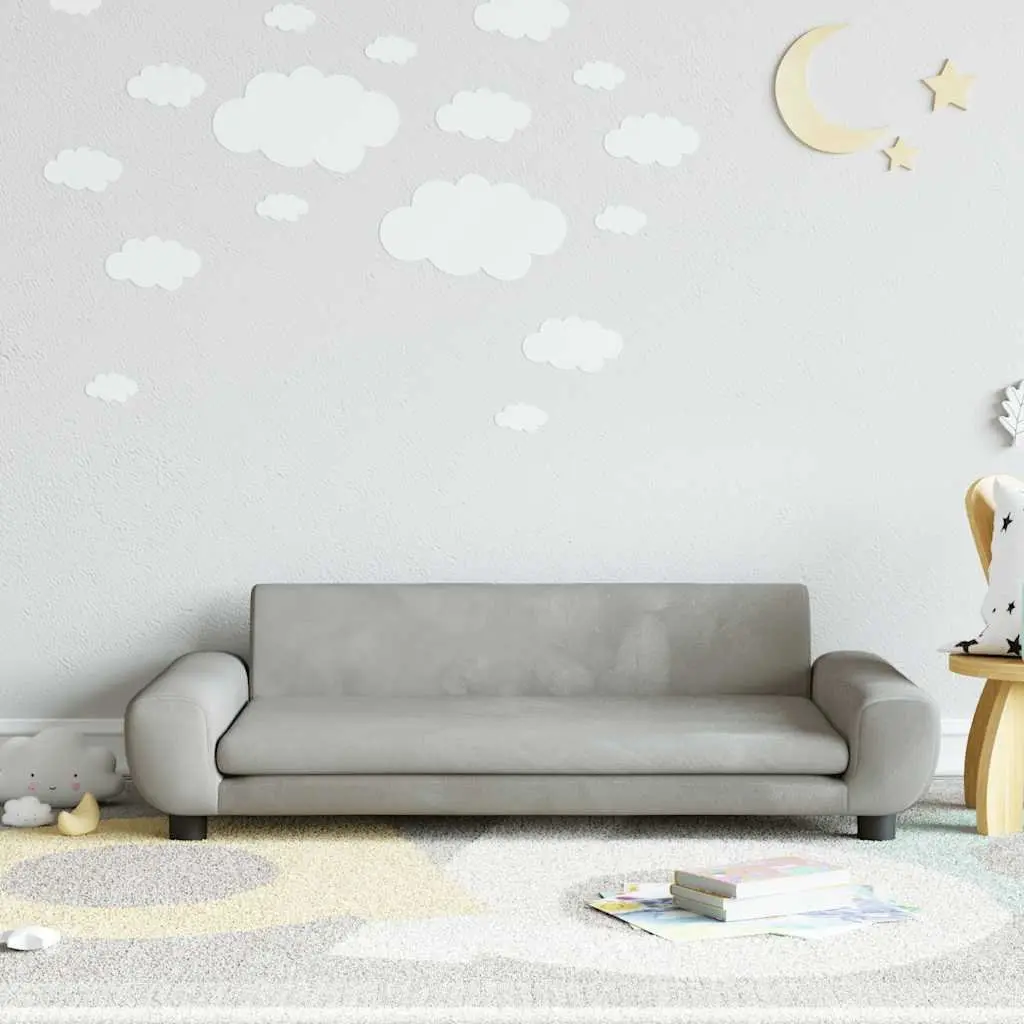 Kids Sofa Grey Velvet Padded Children's Couch Furniture 100 x 54 x 33 cm