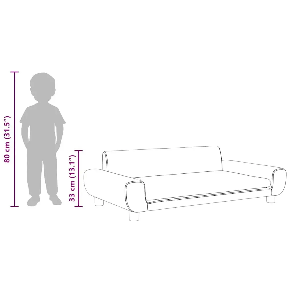 Kids Sofa Grey Velvet Padded Children's Couch Furniture 100 x 54 x 33 cm