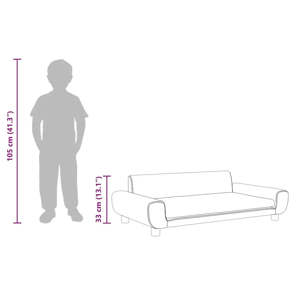 Kids Sofa Grey Velvet Padded Children's Couch Furniture 100 x 54 x 33 cm