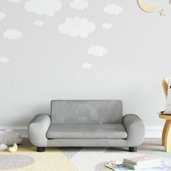 Dimensions and Materials of Kids Sofa in Grey Velvet