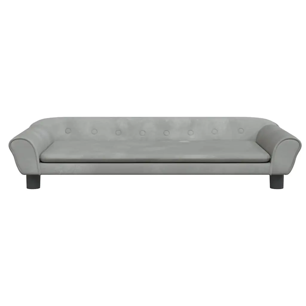 Kids Sofa for Children's Room Grey Velvet Padded Couch 100 x 50 x 26 cm