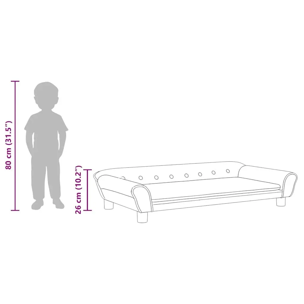 Kids Sofa for Children's Room Grey Velvet Padded Couch 100 x 50 x 26 cm