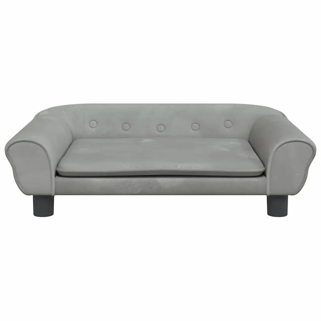 Kids Sofa Light Grey Velvet Padded Children's Couch 70 x 45 x 26 cm