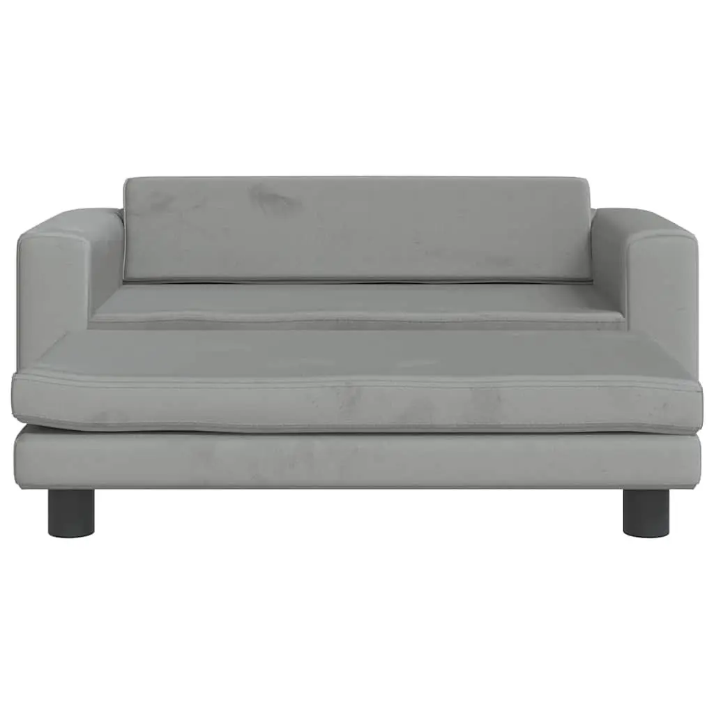 Kids Sofa for Children's Room with Footstool Grey 100L x 50W x 30H cm