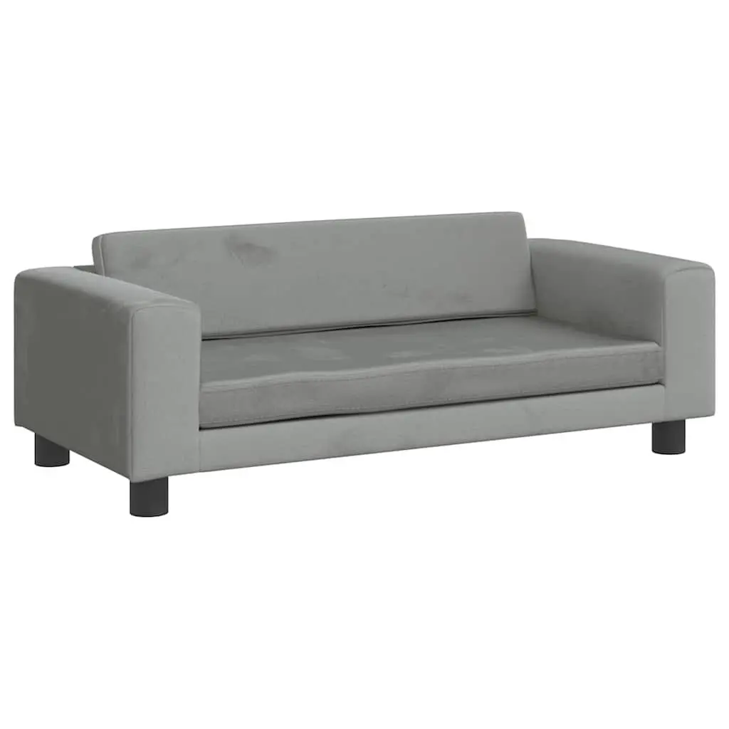 Kids Sofa for Children's Room with Footstool Grey 100L x 50W x 30H cm